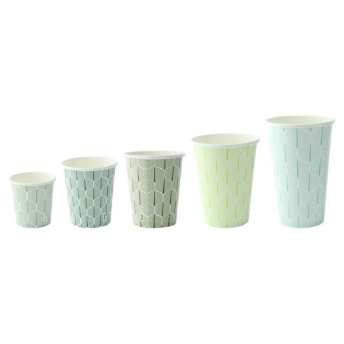 Gobelet carton blanc décor feuille  H92mm 230ml