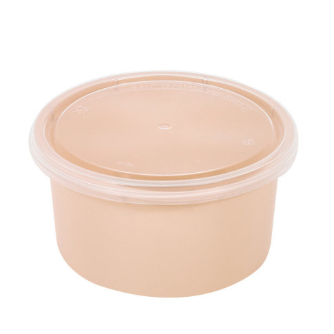 Bol Reemp beige en plastique PP avec couvercle transparent   H49mm 225ml
