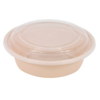 Bol Reemp beige en plastique PP avec couvercle transparent   H67mm 980ml