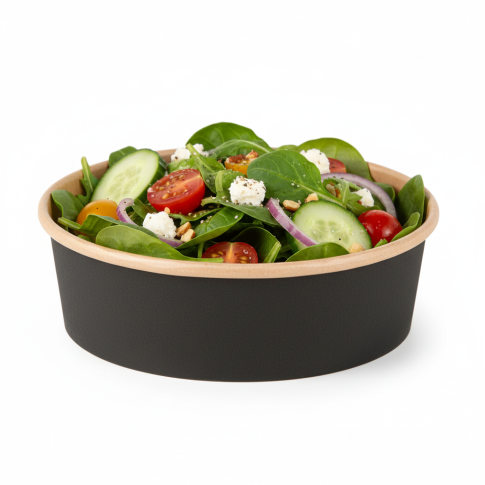 Saladier rond Buckaty en carton kraft noir  H45mm 480ml
