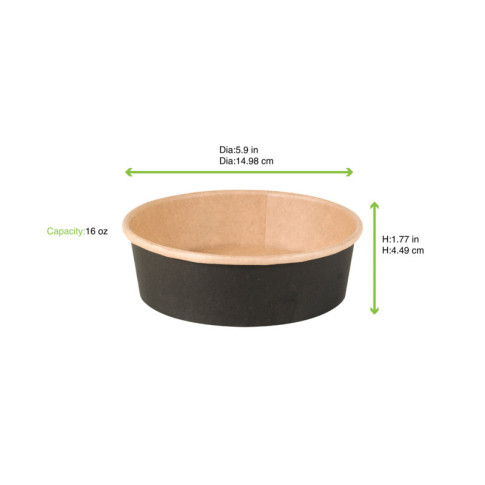 Saladier rond Buckaty en carton kraft noir  H45mm 480ml