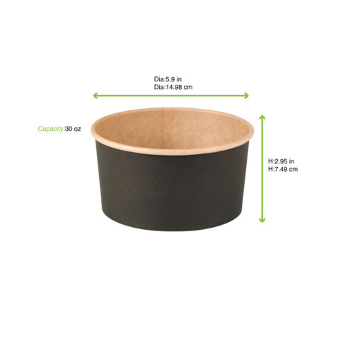 Saladier rond Buckaty en carton kraft noir  H75mm 900ml