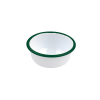 Bol Enamel blanc en acier émaillé  à bord plat et vert   H50mm 300ml