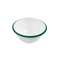 Bol Enamel blanc en acier émaillé  à bord vert   H70mm 470ml