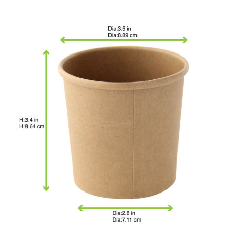 Pot carton kraft brun chaud et froid   H89mm 360ml