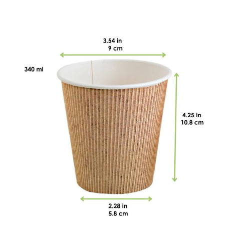 Gobelet carton PLA "Nature cup"  H108mm 340ml