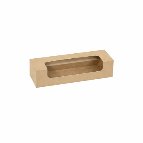 Boite carton brun 7 macarons avec fenêtre PLA  215x68mm H48mm