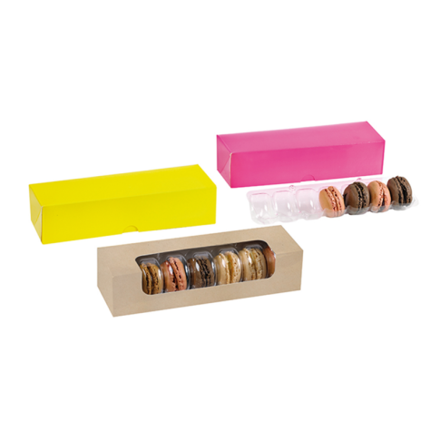 Boite carton brun 7 macarons avec fenêtre PLA  215x68mm H48mm