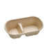 Boite rectangulaire brune en pulpe 2-compartiments  235x130mm H60mm 1000ml
