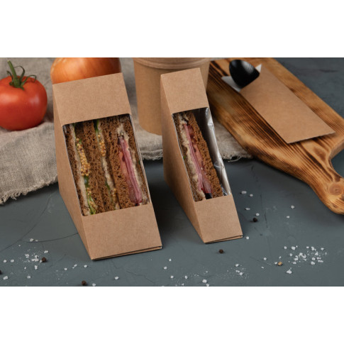 Triangle sandwich kraft simple à fenêtre  26x123mm H123mm