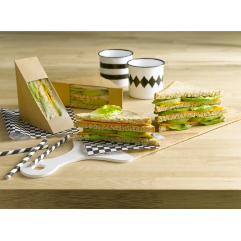 Triangle sandwich kraft simple à fenêtre  26x123mm H123mm