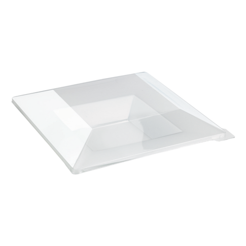 Assiette réemployable plastique PS carrée creuse transparente "Quadra"  215x215mm H40mm 350ml