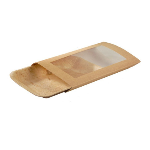 Assiette rectangulaire en palmier  240x160mm H25mm