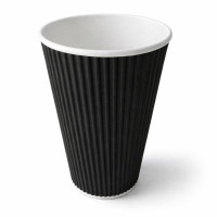 Gobelet carton double paroi noir "Rippley"   H136mm 450ml