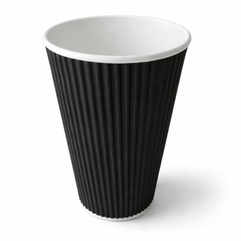 Gobelet carton double paroi noir "Rippley"   H136mm 450ml