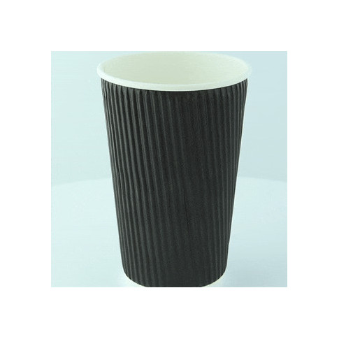 Gobelet carton double paroi noir "Rippley"   H136mm 450ml