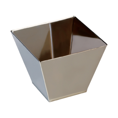 Verrine plastique PS argentée carrée "Rambo"  70x70mm H55mm
