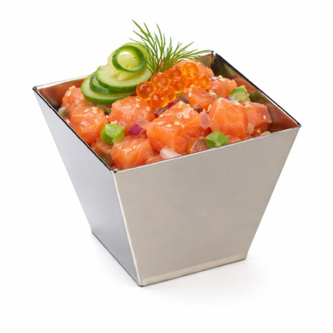 Verrine plastique PS argentée carrée "Rambo"  70x70mm H55mm