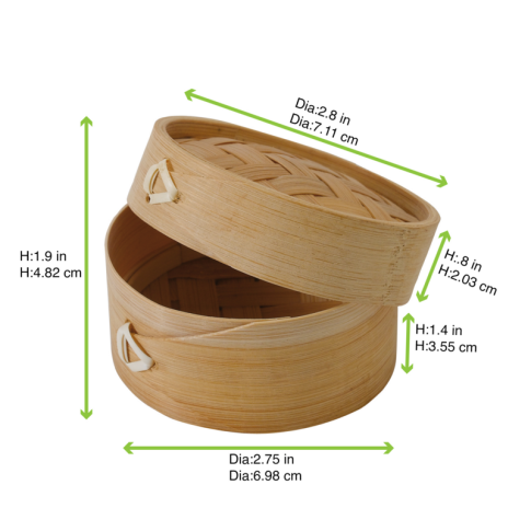 Mini cuiseur vapeur bambou avec couvercle   H50mm