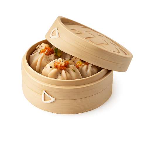 Mini cuiseur vapeur bambou avec couvercle   H50mm