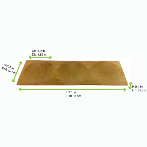 Assiette bambou 3 compartiments "Patong"  180x60mm H10mm