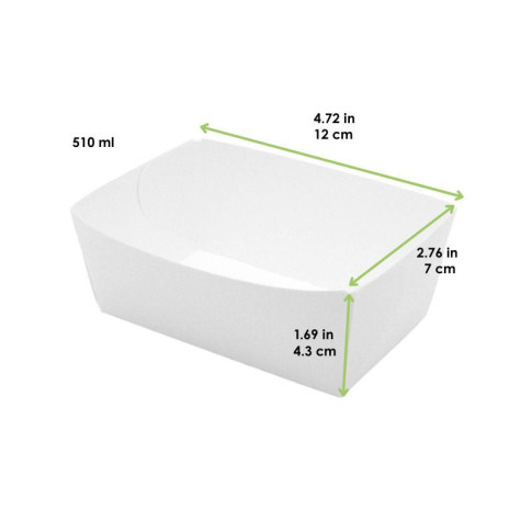 Barquette en carton blanc  120x70mm H43mm 510ml