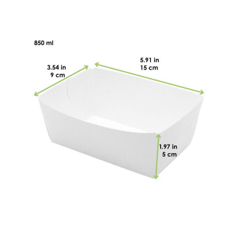 Barquette en carton blanc  150x90mm H50mm 850ml