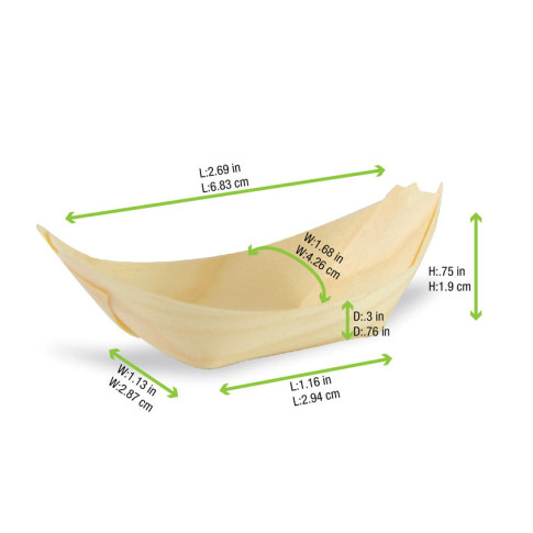Barquette bateau bois  65x40mm H20mm
