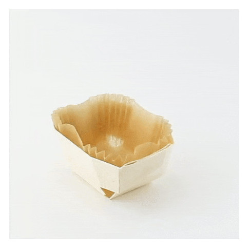 Moule de cuisson bois "Lovely" avec caissette papier  100x70mm H37mm 120ml