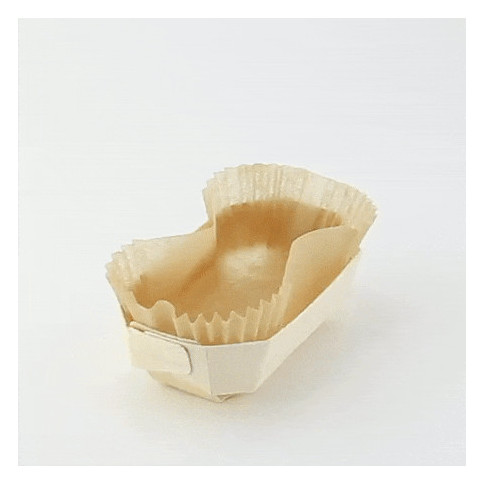 Moule de cuisson bois "Petit coeur" avec caissette papier  115x65mm H33mm 150ml