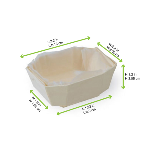 Moule de cuisson bois "Minini" avec caissette papier  90x65mm H35mm 90ml
