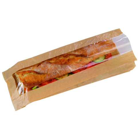 Sac sandwich papier brun à fenêtre 120x40mm H340mm