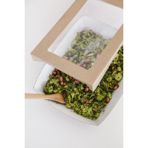 Boîte "Kray" carrée carton brun avec couvercle à fenêtre 85x85mm H40mm 200ml