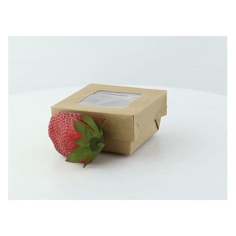 Boîte "Kray" carrée carton brun avec couvercle à fenêtre 85x85mm H40mm 200ml