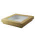 Boîtes "Kray" carrée carton brun avec couvercles à fenêtre 205x205mm H40mm 1000ml