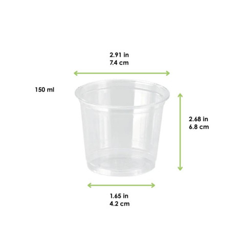 Pot plastique PET transparent  H68mm 150ml
