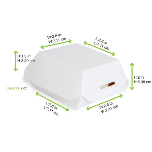 Mini Boite burger en carton blanc  70x70mm H50mm