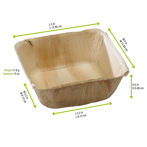 Bol carré en palmier  130x130mm H50mm 450ml
