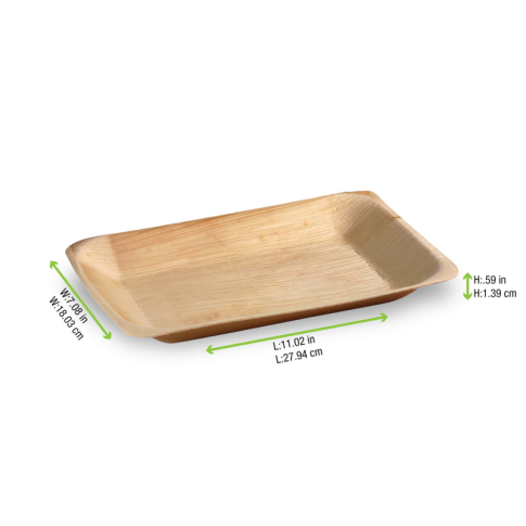 Assiette rectangulaire en palmier  280x180mm H15mm