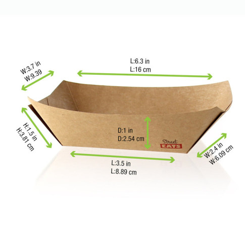 Barquette kraft ingraissable avec PE  160x120mm H32mm 300ml