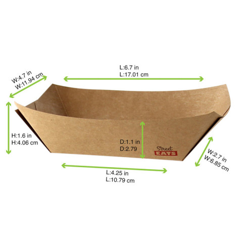 Barquette kraft avec PE 170x125mm H35mm 400ml