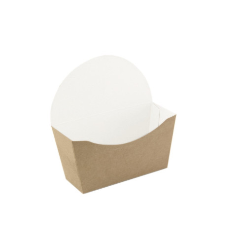 Emballage carton kraft pour bagel intérieur blanc  120x40mm H120mm