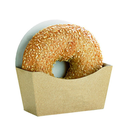Emballage carton kraft pour bagel intérieur blanc  120x40mm H120mm