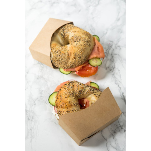 Emballage carton kraft pour bagel intérieur blanc  120x40mm H120mm