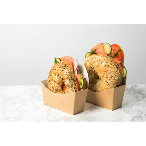 Emballage carton kraft pour bagel intérieur blanc  120x40mm H120mm