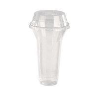 Pot / Coupe transparent plastique PET avec couvercle dôme et trou   H127mm 450ml