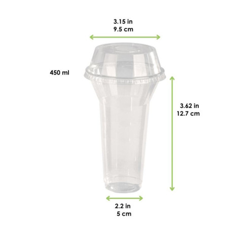 Pot / Coupe transparent plastique PET avec couvercle dôme et trou   H127mm 450ml