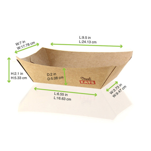 Barquette kraft avec PE 245x165mm H50mm 1200ml