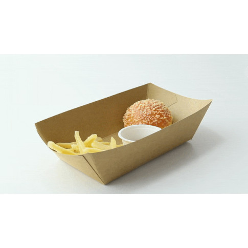 Barquette kraft avec PE 245x165mm H50mm 1200ml