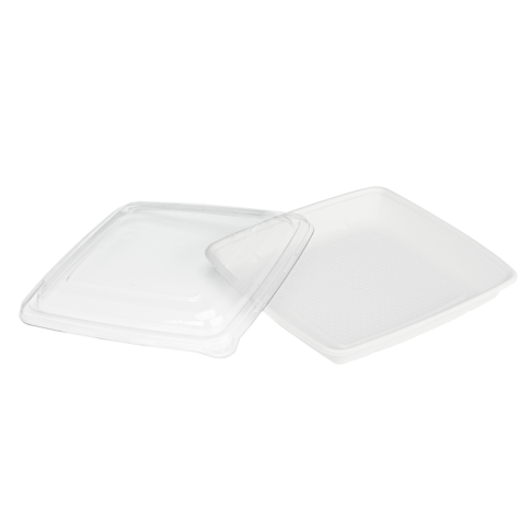 Saladier carré blanc en pulpe  235x235mm H28mm 1000ml